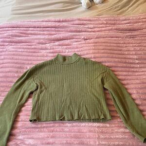 Pacsun Olive Ribbed cropped sweater